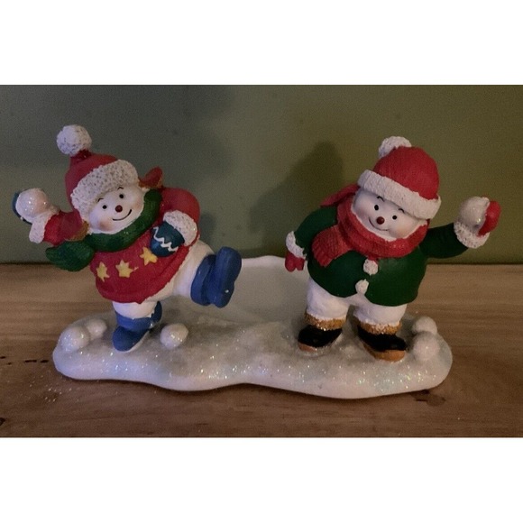 Yankee Candle Other - Yankee Candle Snowball Fight Snowmen Candle Holder Retired‎ No Chips Or Cracks